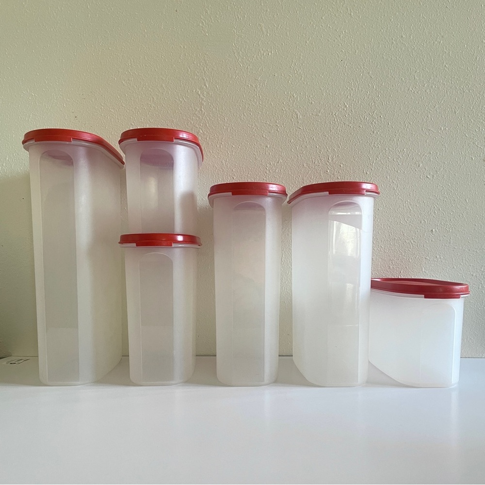 Vintage Tupperware Modular Mates Oval Set Red Lids Pantry Storage Containers⁠